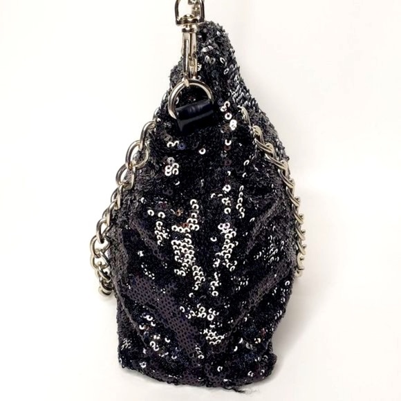 Fiona Lang London Metallic Sequin Chain Strap Evening Purse - Picture 5 of 11